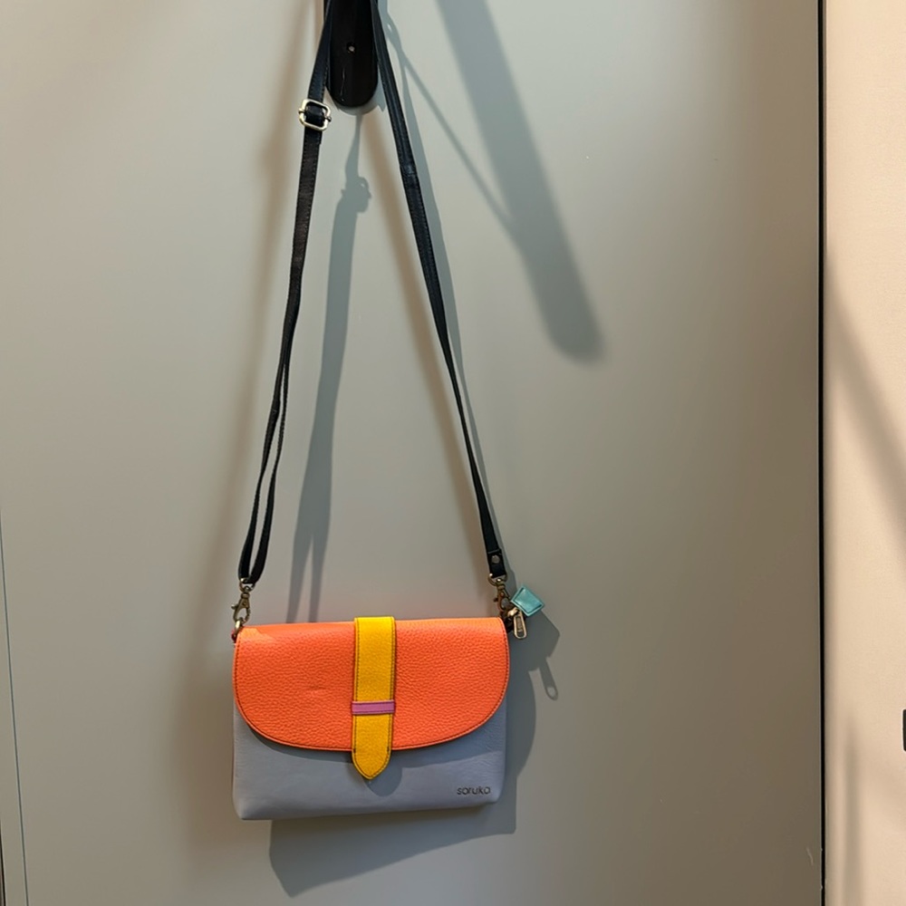 Sarina Leather Crossbody/wristlet/clutch. Multicolor bag. - Picture 2 of 7